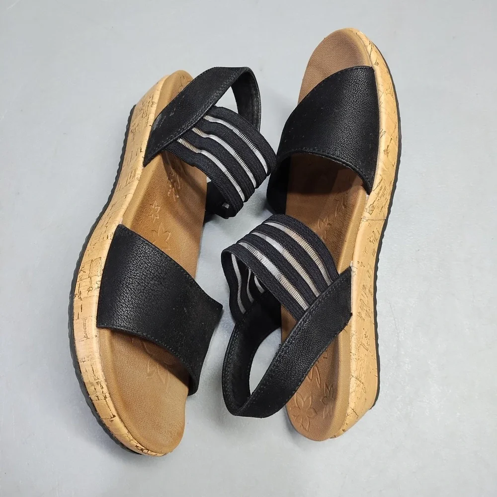 Skechers Brie Lo'Profile Slingback Sandals Womens US 6 Brown Black Elastic Strap